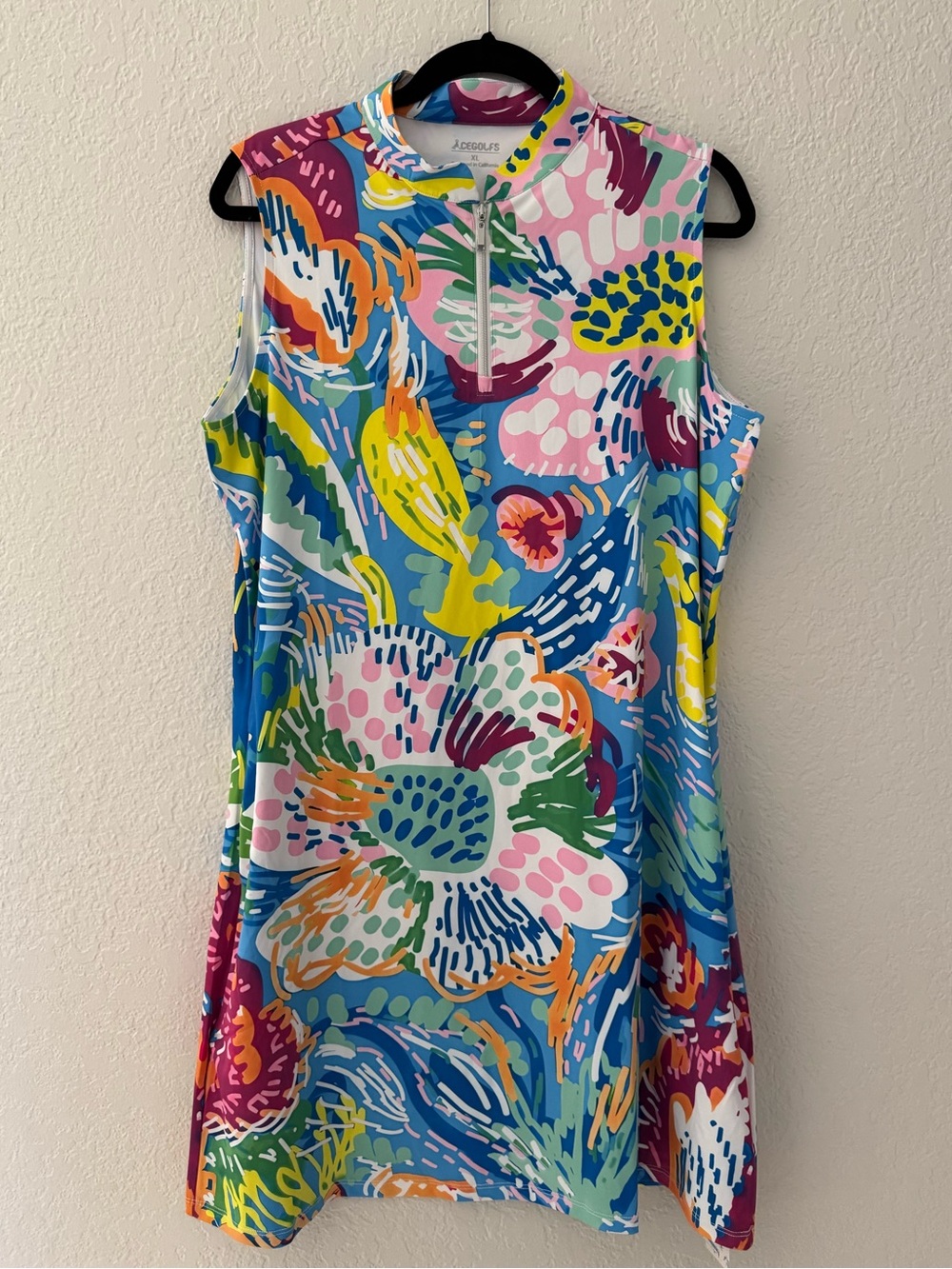 ACEGOLFS Colorful Golf Tennis Dress XL UPF50 Pockets NWT - Picture 5 of 8
